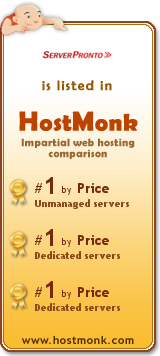 ServerPronto is listed in HostMonk (www.hostmonk.com)